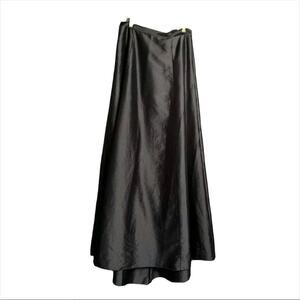 Vintage 90s EXPRESS World Brand a line long satin skirt Gray Sz 5/6 high low hem